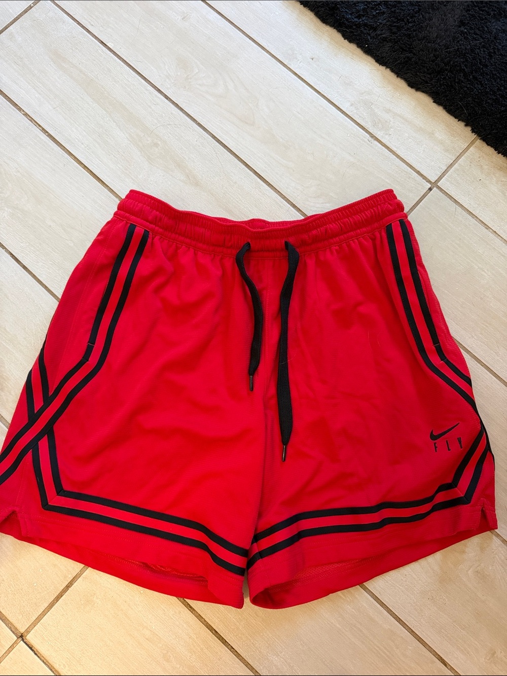 Nike Red Athletic Shorts with Black Accents